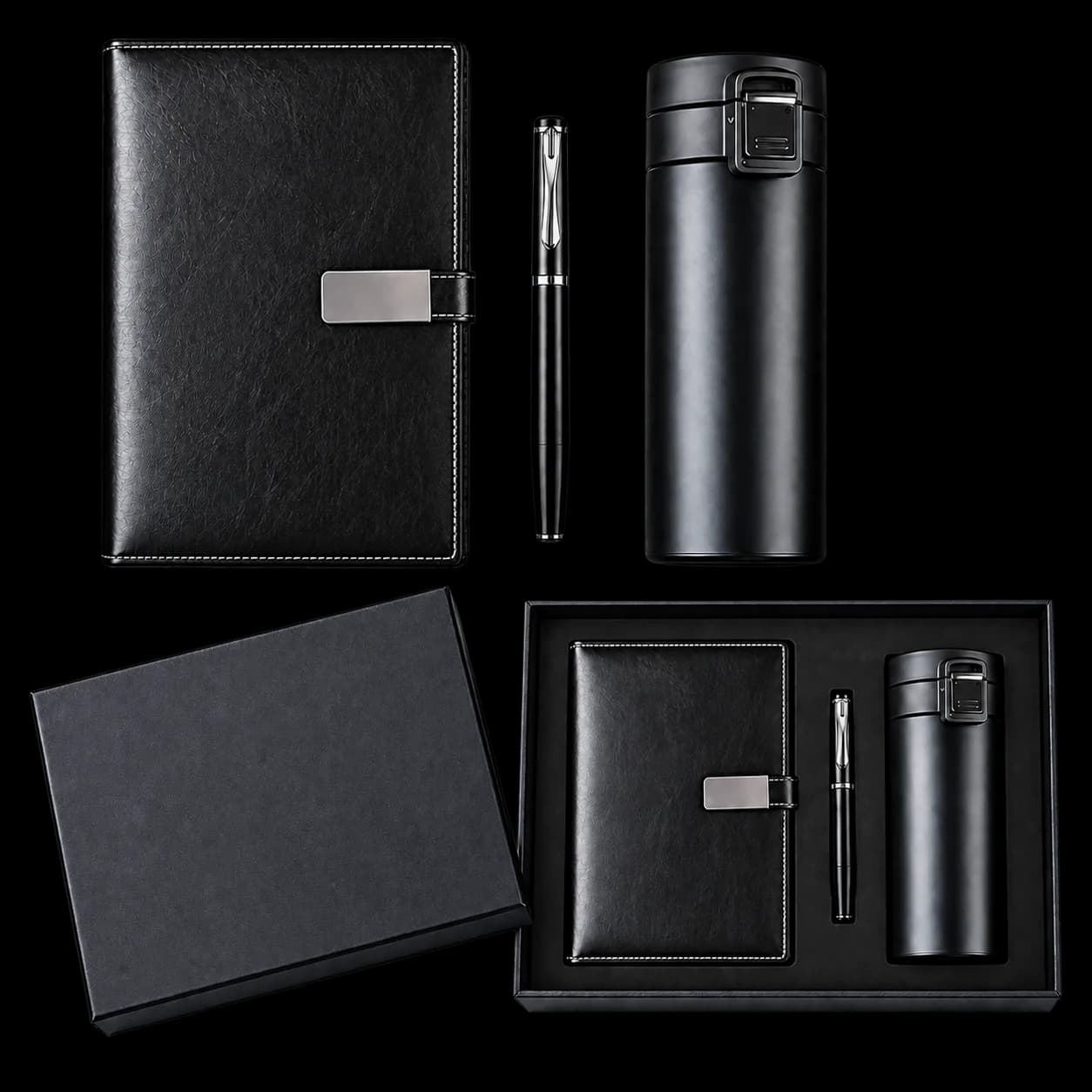 Premium Black Executive Gift Set – Diary, Pen & Insulated Mug | Corporate Gift Set view 2