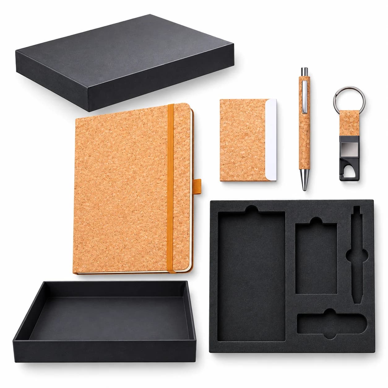 Cork Diary Gift Set with Card Holder, Keychain & Pen – Eco-Friendly Corporate Gift Set view 2
