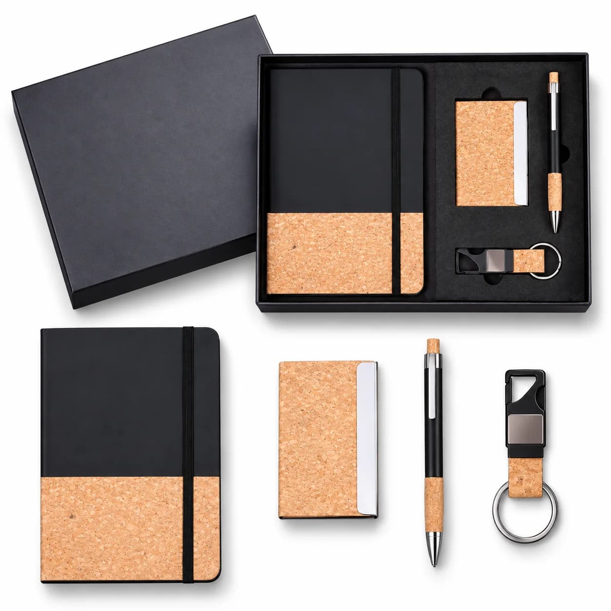 Premium Cork Diary Gift Set with Card Holder, Keychain & Pen – Eco-Friendly Corporate Gift Set view 2