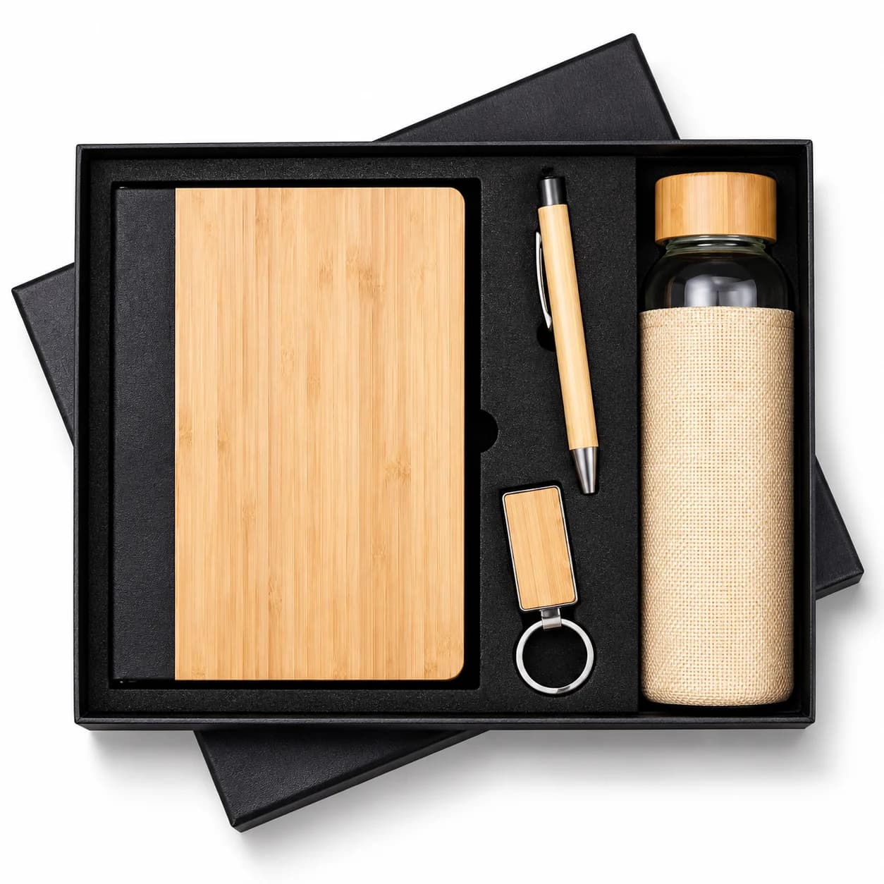 Eco-Friendly Corporate Gift Set – Bamboo Diary, Bottle, Keychain & Pen | Premium Executive Gift Set view 1