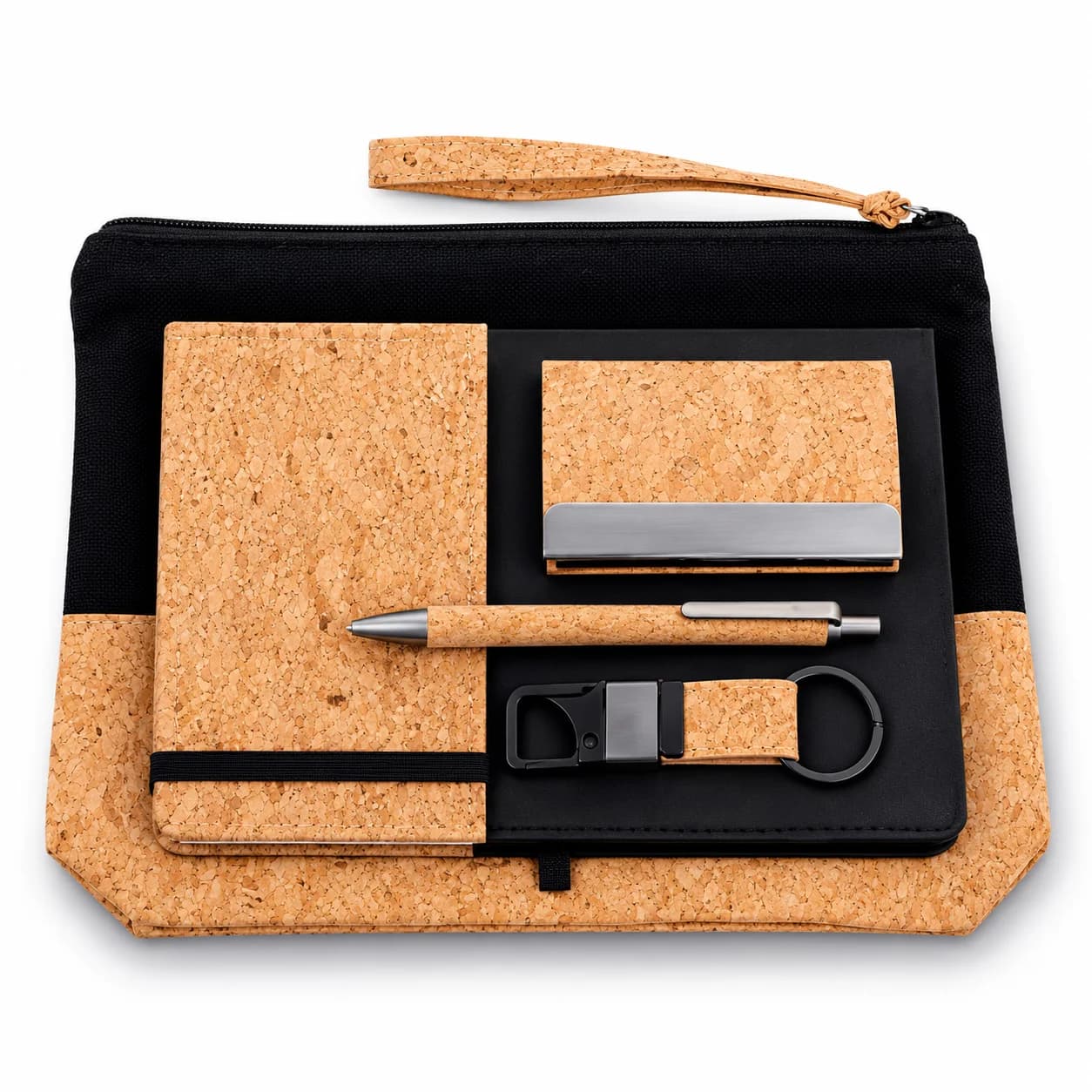 Premium Cork Gift Set 5-in-1 – Cork Pouch, Diary, Pen, Keychain & Card Holder Combo view 1