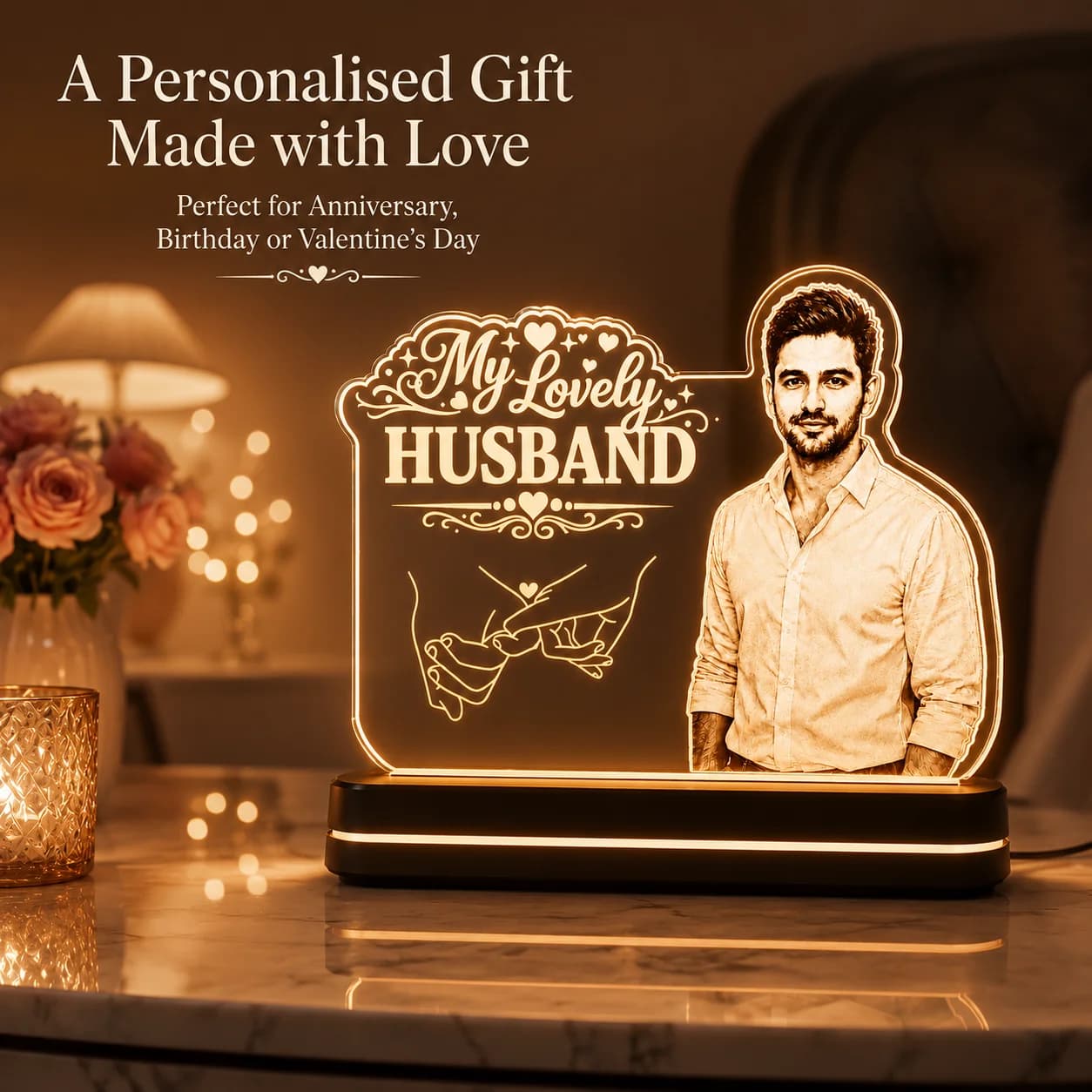 Personalized Acrylic LED Photo Lamp for Husband