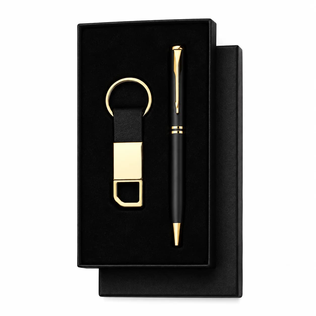 Premium Black & Gold Pen and Keychain Gift Set | Luxury Executive Corporate Gift Box