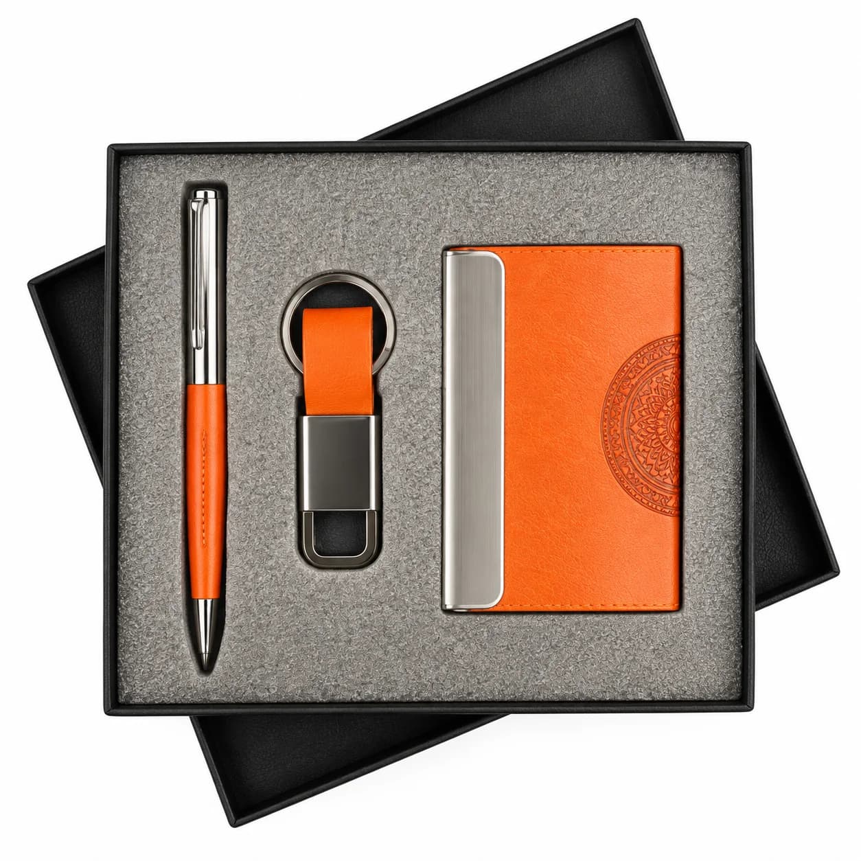 Premium Blue & Gold Card Holder, Pen & Keychain Gift Set | Luxury Corporate Gift Set