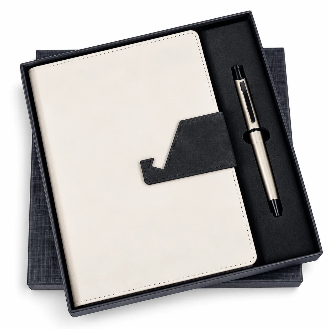 Premium A5 Cream Leatherette Diary with Pen – Elegant Notebook & Writing Gift Set