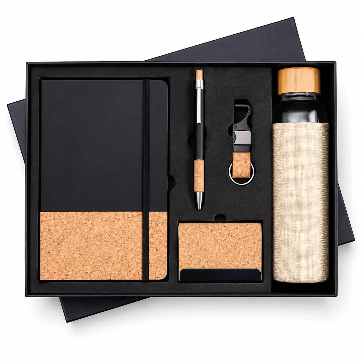 Eco-Friendly Corporate Gift Set with Diary, Bottle, Card Holder, Keychain & Pen –