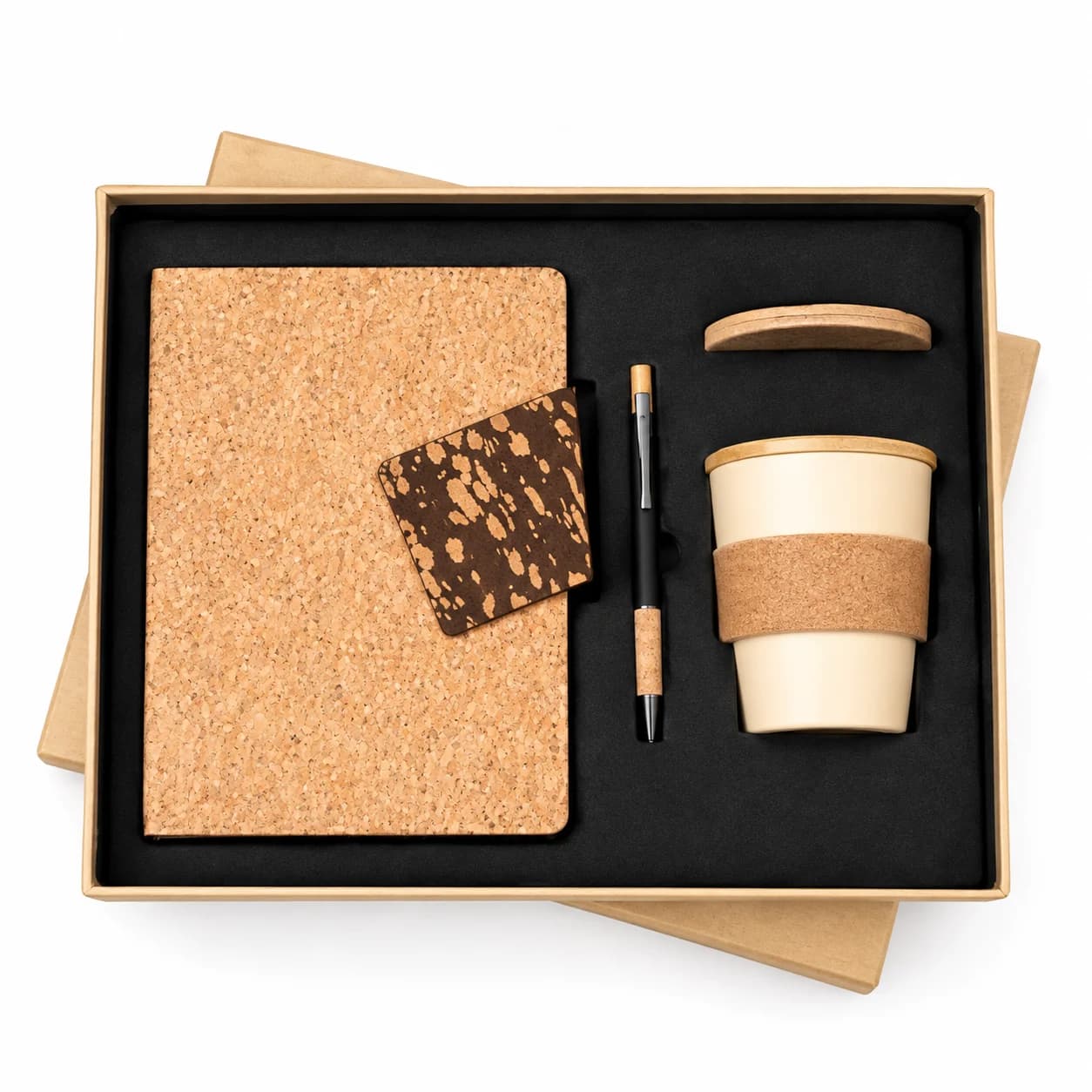 Eco 4-in-1 Sustainable Corporate Gift Set – Coffee Cork Diary, Cork Pen, Rice Husk Mug & 2 Coasters
